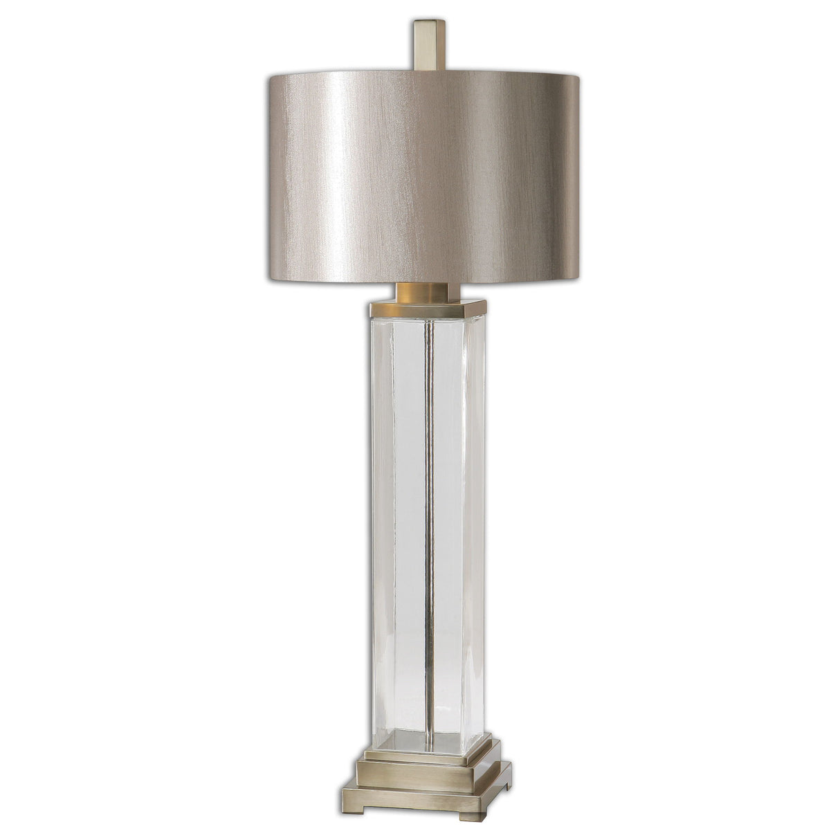 Drustan - Clear Glass Table Lamp - Pearl Silver