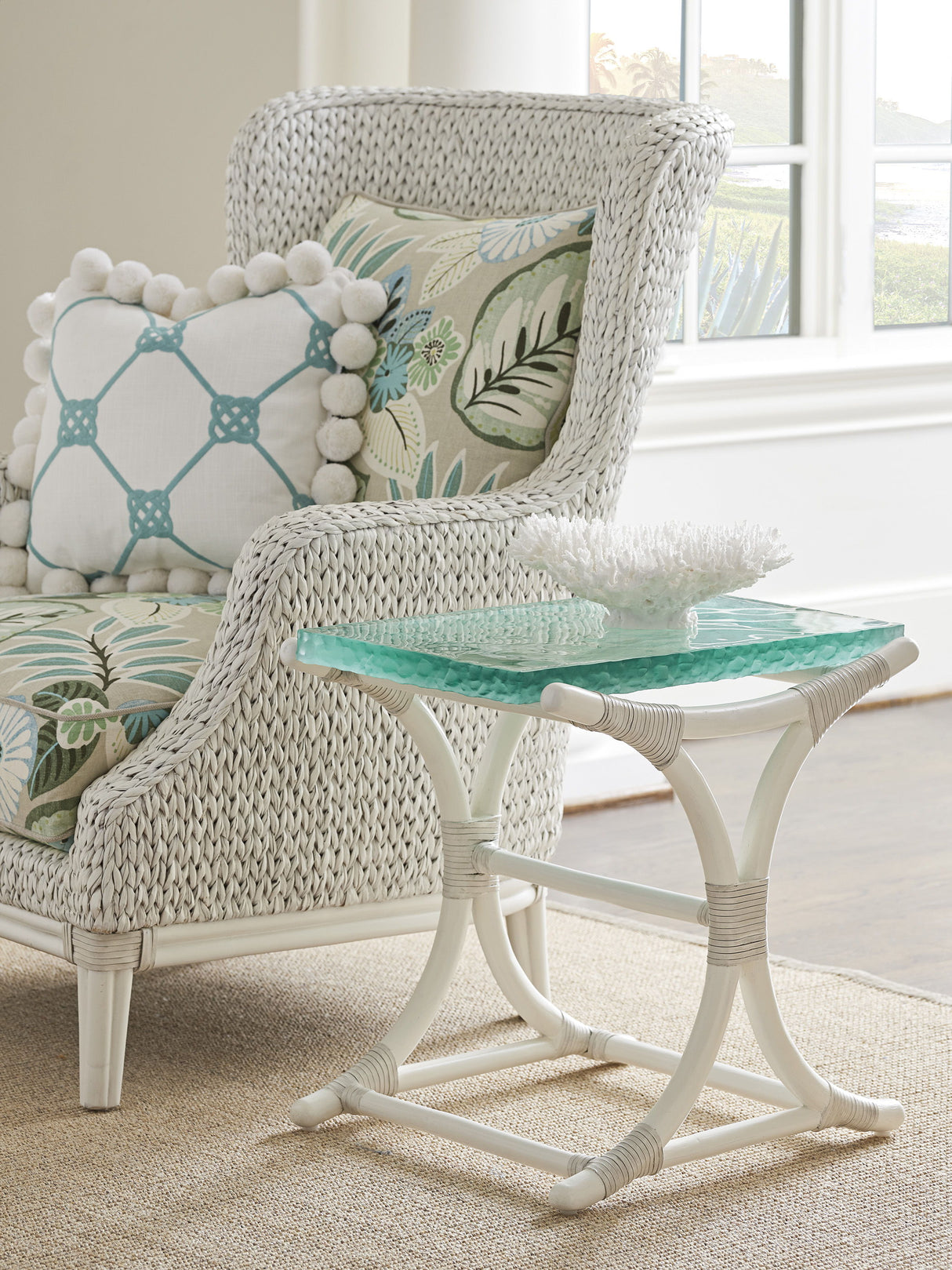 Ocean Breeze - Dania Sea Glass End Table - White