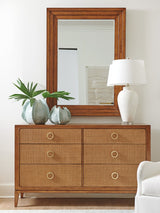 Palm Desert - Wood Framed Raffia Mirror - Dark Brown