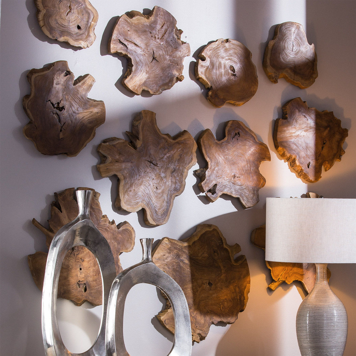 Kalani - Teak Wall Art Set Of 3 - Light Brown
