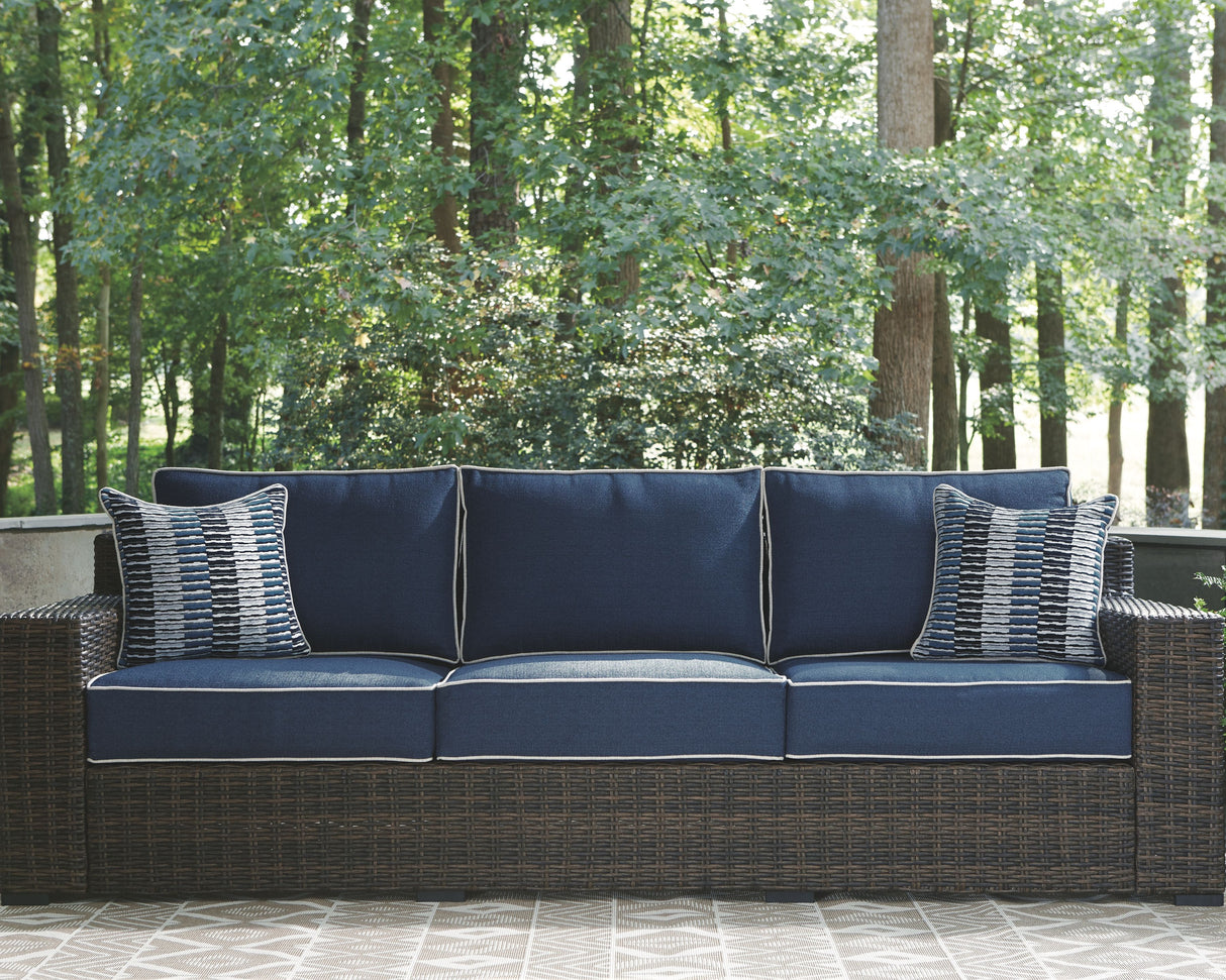 Wallis Sands  - Brown/Blue - Sofa with Cushion