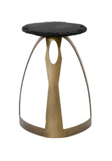 Vaughan - Accent Table - Antique Brass/Black Slate