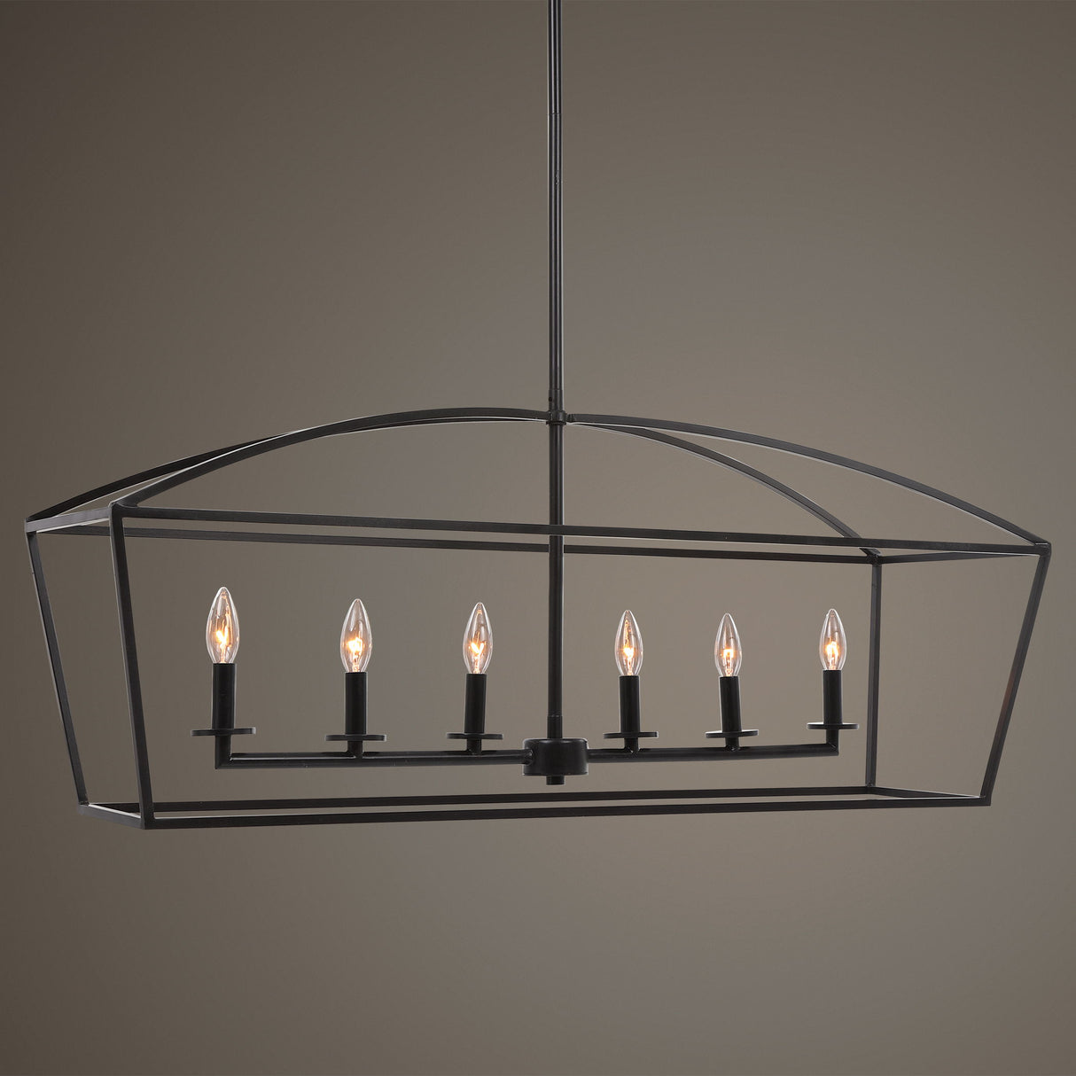 Clayton - 6 Light Linear Chandelier - Black