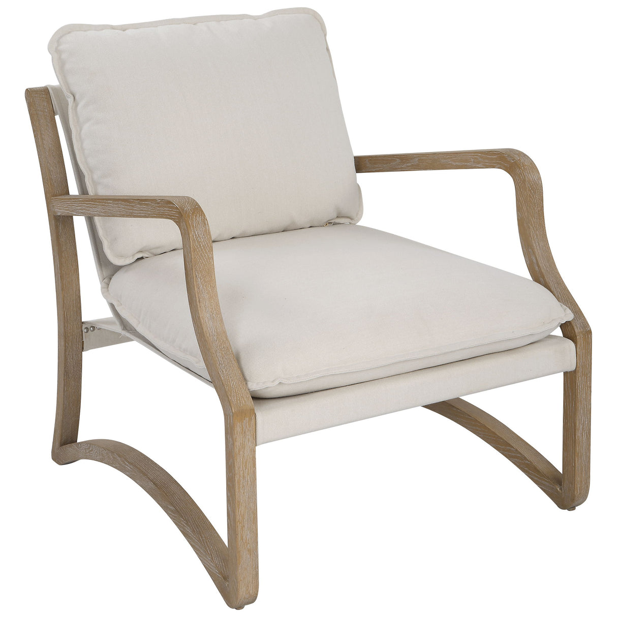 Melora - Solid Oak Accent Chair - Beige