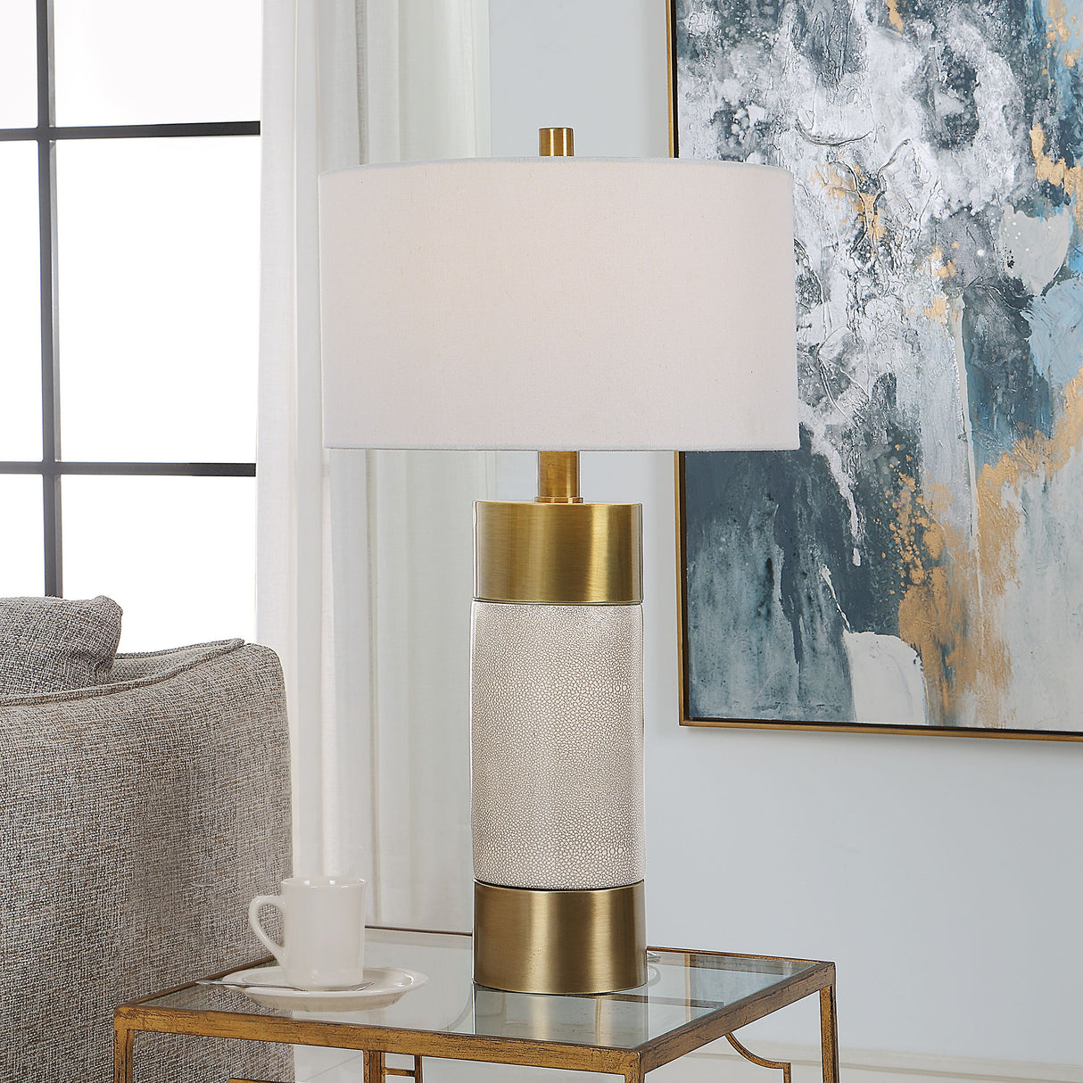 Adelia - Ivory & Brass Table Lamp
