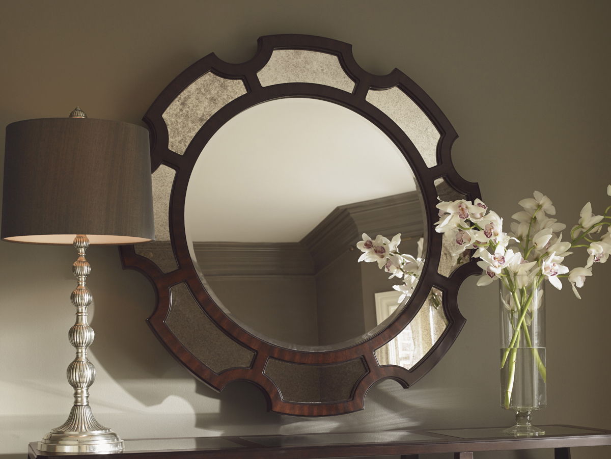 Kensington Place - Del Mar Round Mirror - Dark Brown