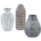 Natchez - Geometric Vases, Set Of 3 - Pearl Silver