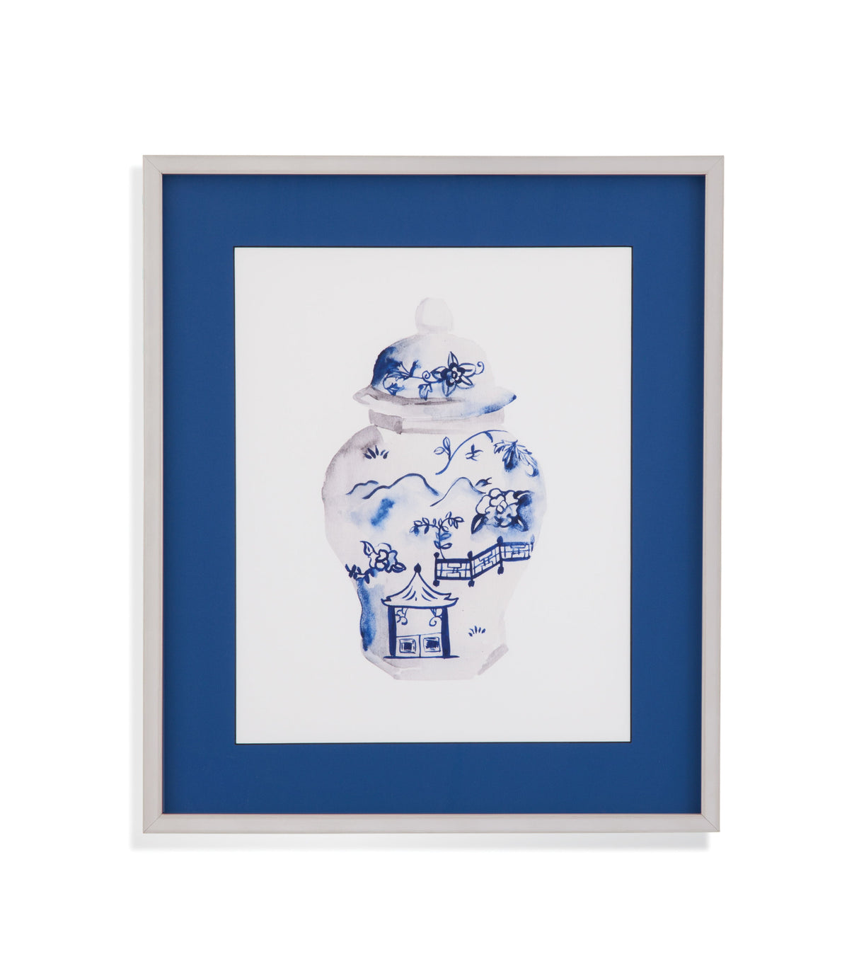 Indigo Vase II - Framed Print - White