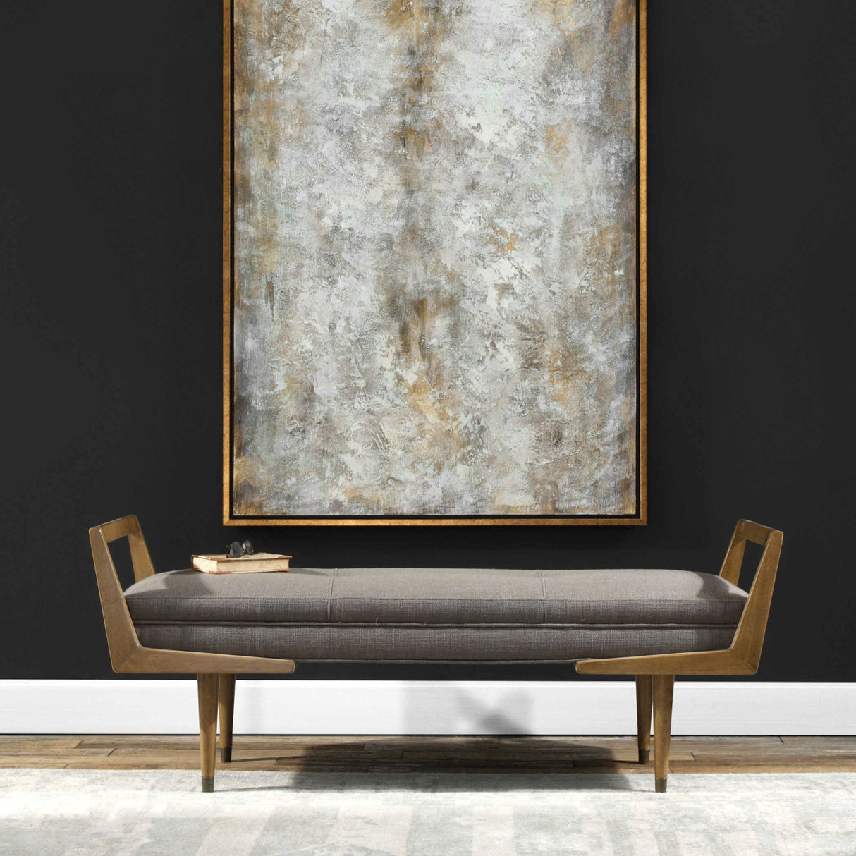 Waylon - Mid-century Modern Bench - Gray, Dark