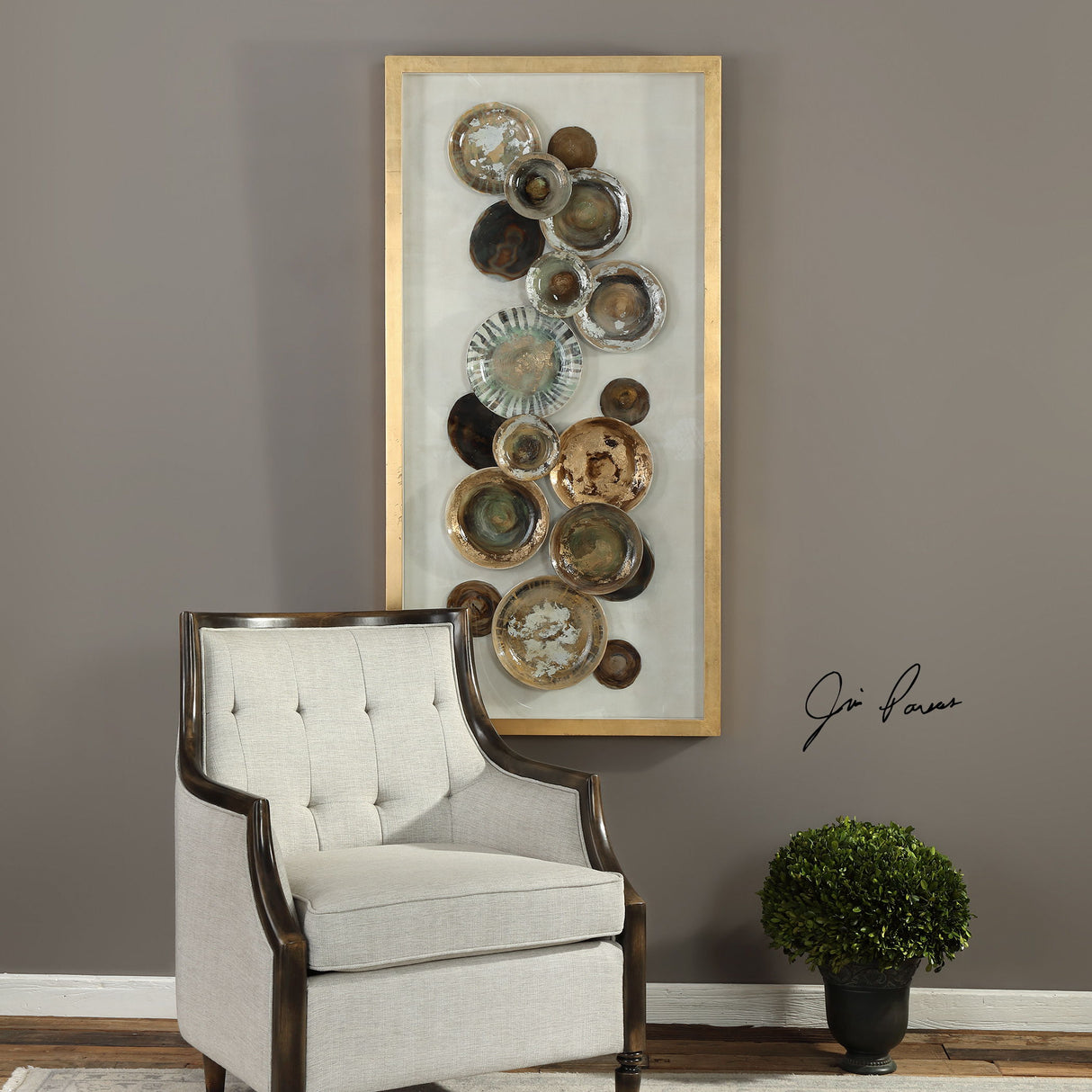 Myla - Antique Plate Shadow Box - Brown, Dark