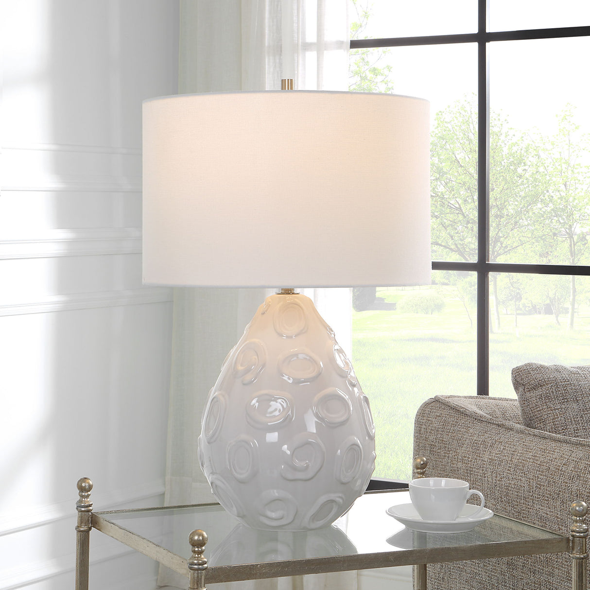 Loop - White Glaze Table Lamp