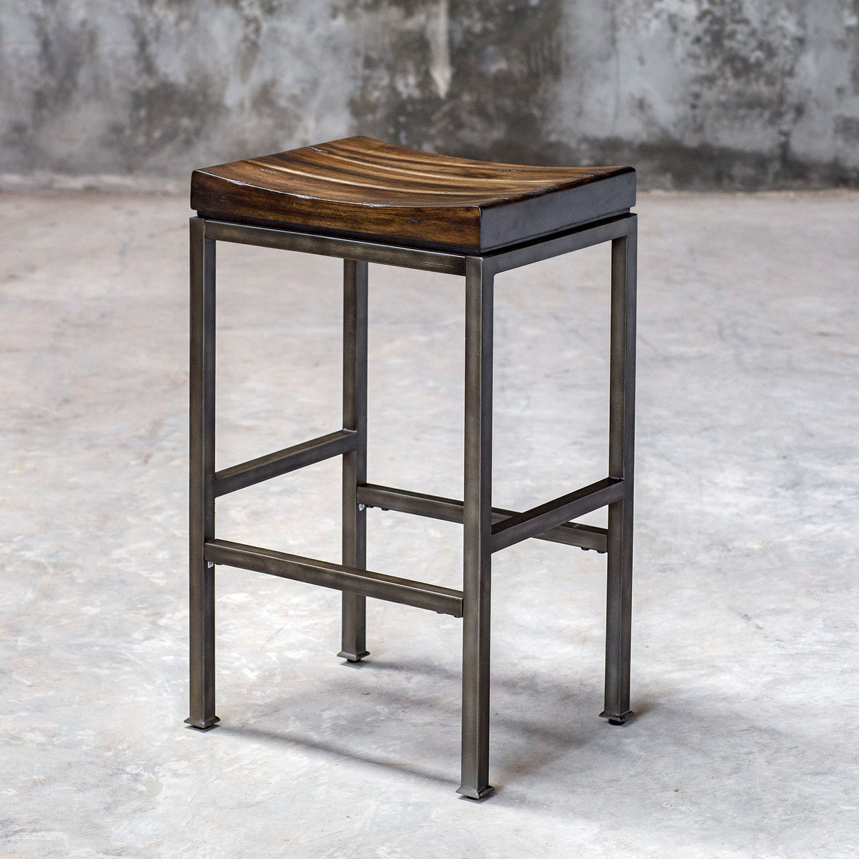 Beck - Industrial Bar Stool - Brown, Dark & Black