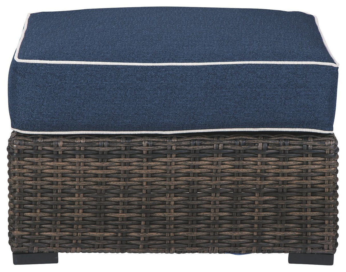 Wallis Sands  - Brown/Blue - Ottoman with Cushion