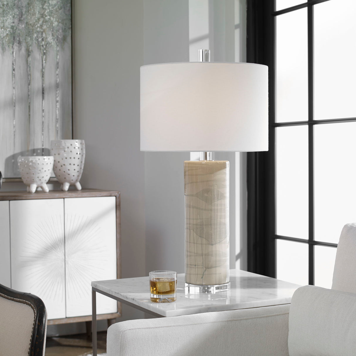 Zesiro - Modern Table Lamp - Pearl Silver