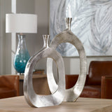 Cierra - Aluminum Vases, Set Of 2 - Pearl Silver