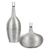 Gatsby - Ribbed Bottles, Set Of 2 - Silver