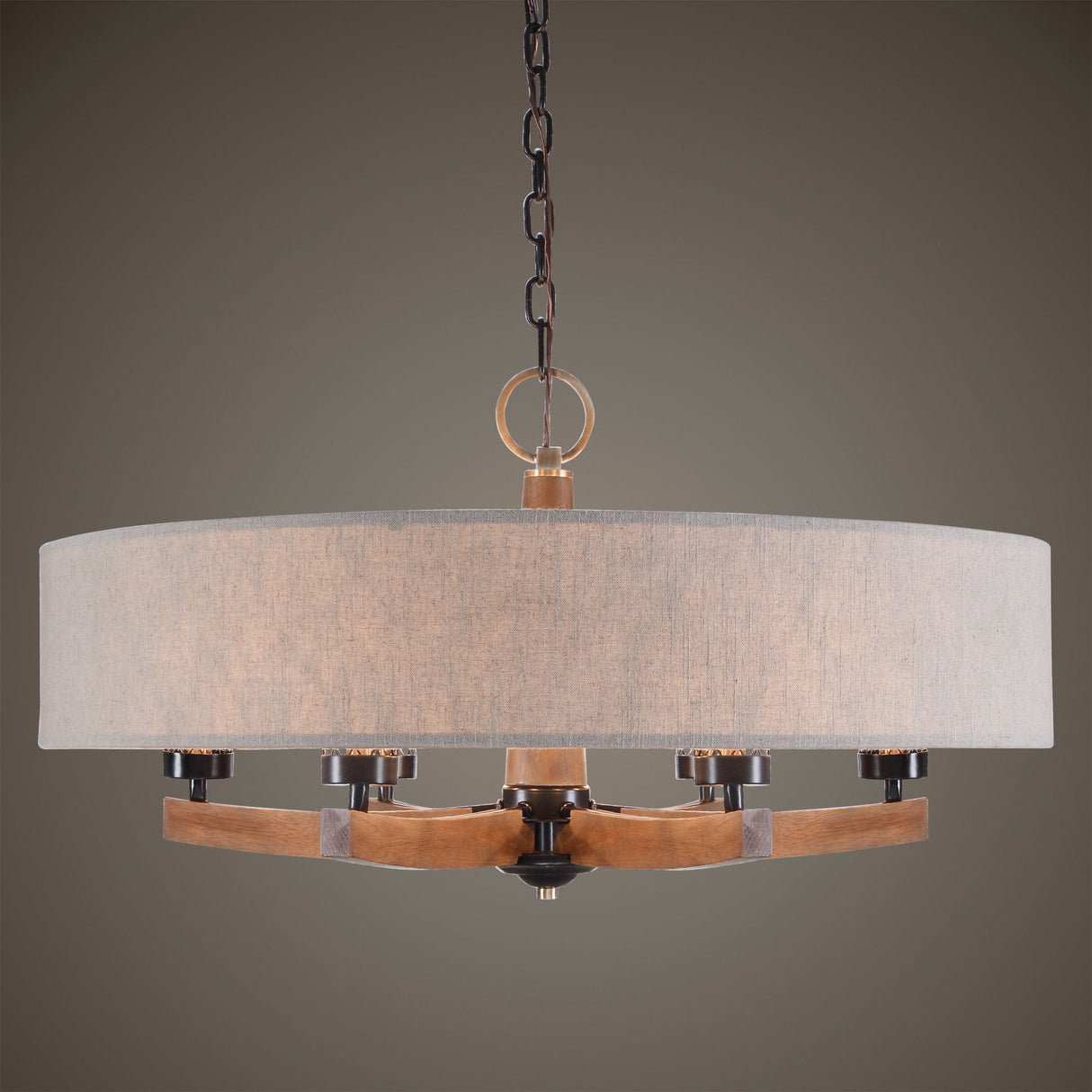 Woodall - 6 Light Drum Chandelier - Light Brown