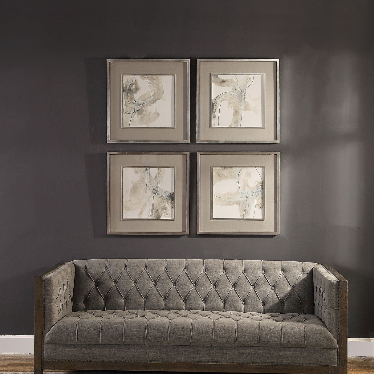 Divination - Abstract Art, Set Of 4 - Beige