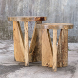 Nadette - Natural Nesting Tables, Set Of 2 - Light Brown