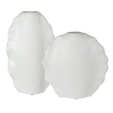 Ruffled - Feathers Modern Vases, Set Of 2 - White