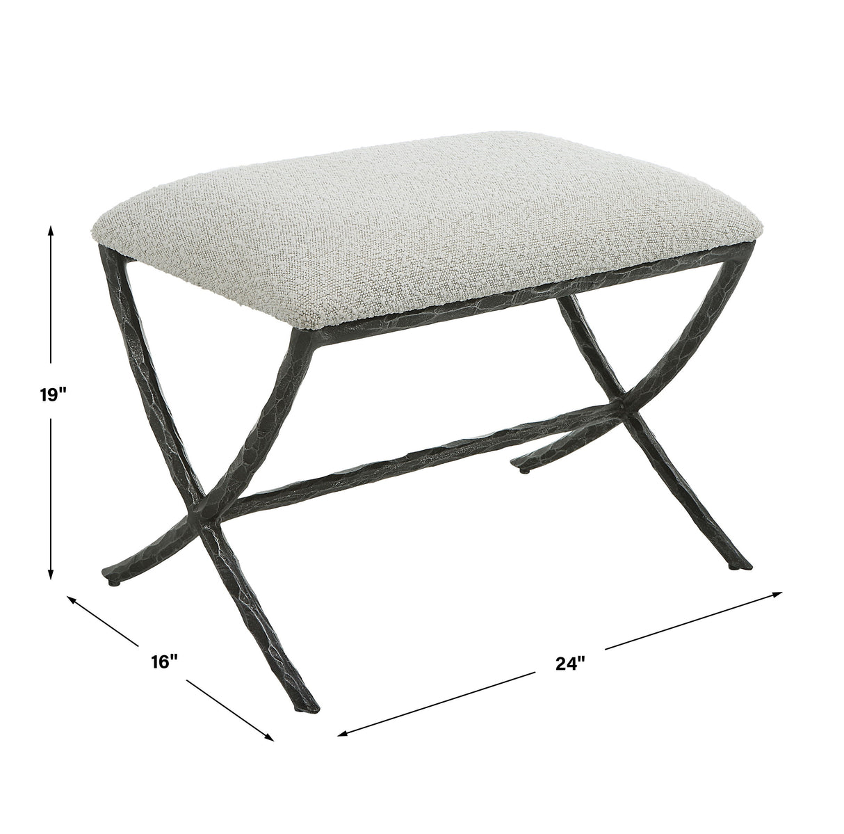 Brisby - Gray Fabric Small Bench