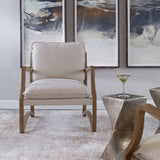 Melora - Solid Oak Accent Chair - Beige