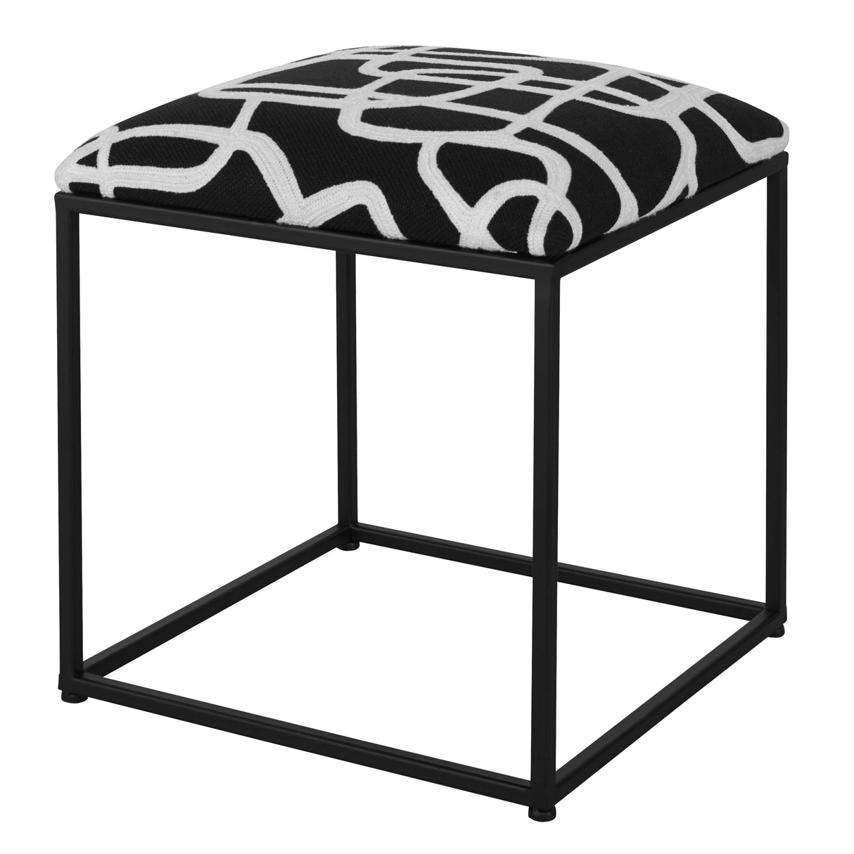 Twists And Turns - Fabric Accent Stool - Black