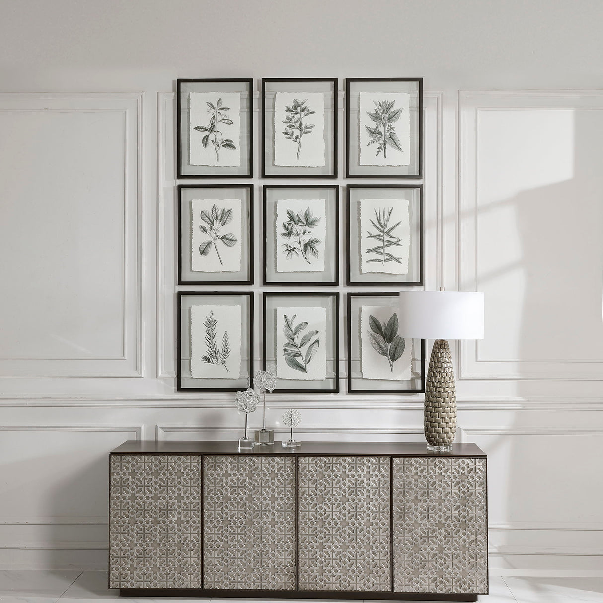 Farmhouse Florals - Framed Prints, Set Of 9 - Black