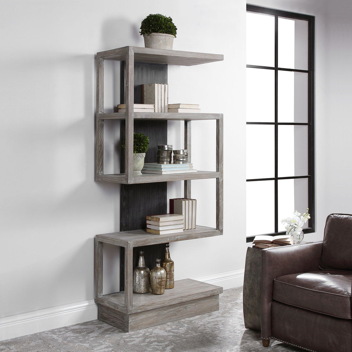 Nicasia - Modern Etagere - Pearl Silver