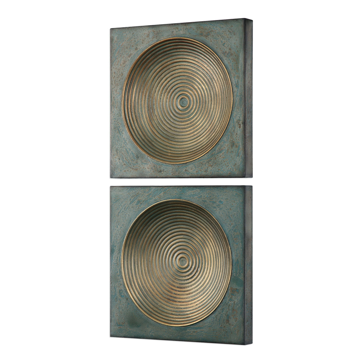 Sybil - Squares, Set Of 2 - Antique Gold