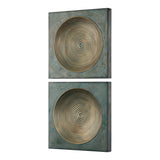 Sybil - Squares, Set Of 2 - Antique Gold
