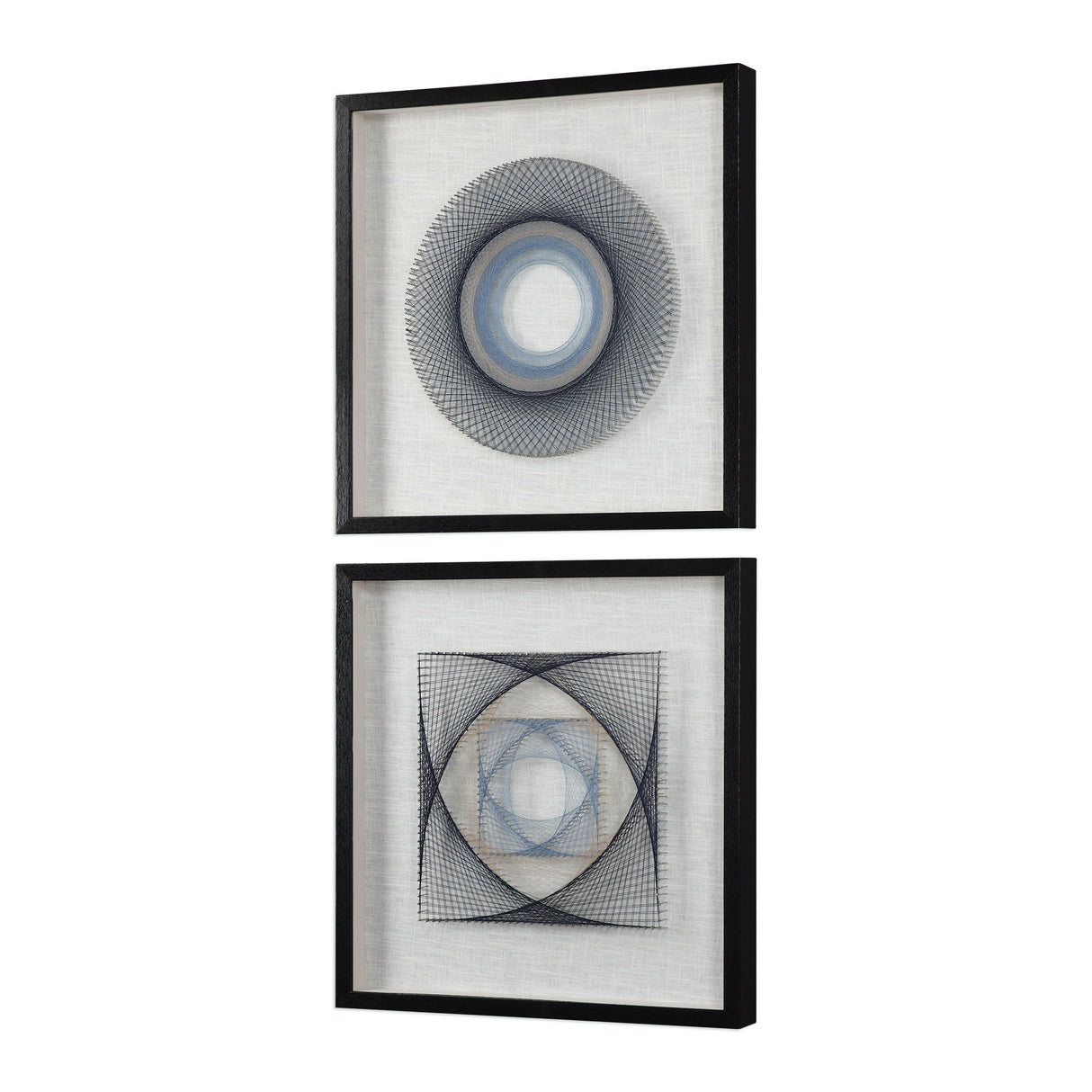 String Duet - Geometric Art, Set Of 2 - Black