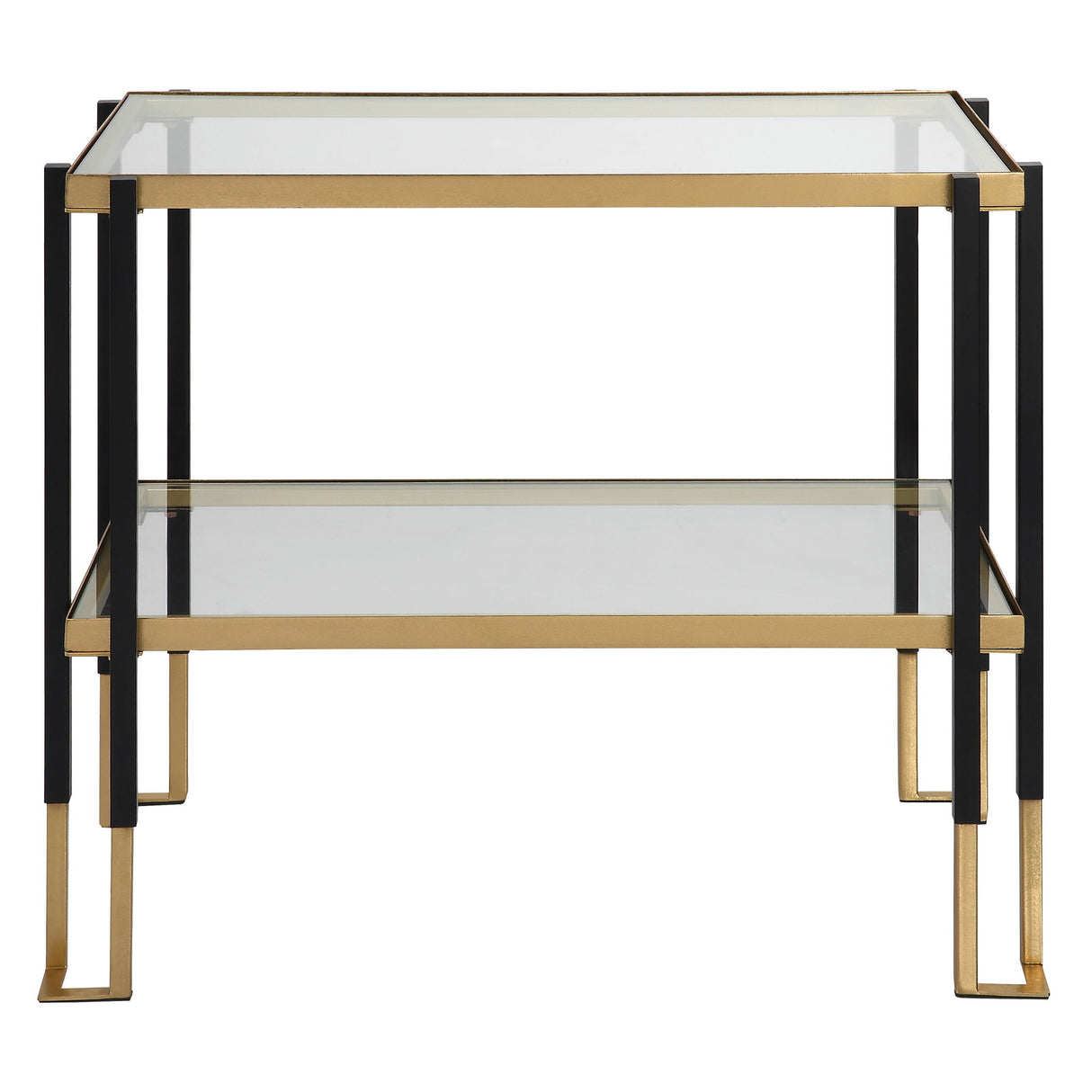 Kentmore - Glass Side Table - Black & Gold