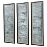 Ocean Swell - Painted Metal Art, Set Of 3 - Blue