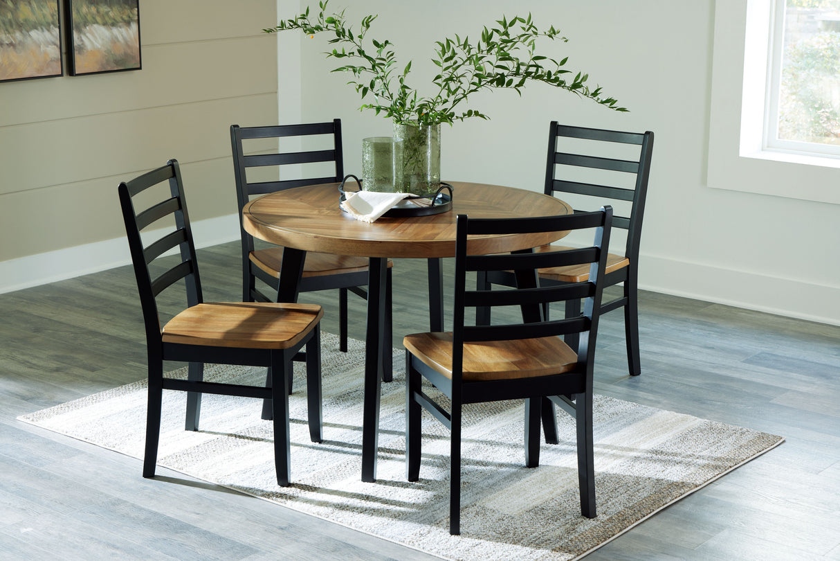 Blondon - Brown / Black - Dining Table And 4 Chairs (Set of 5)