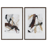 Burgundy Interjection - Abstract Prints, Set Of 2 - Brown, Dark