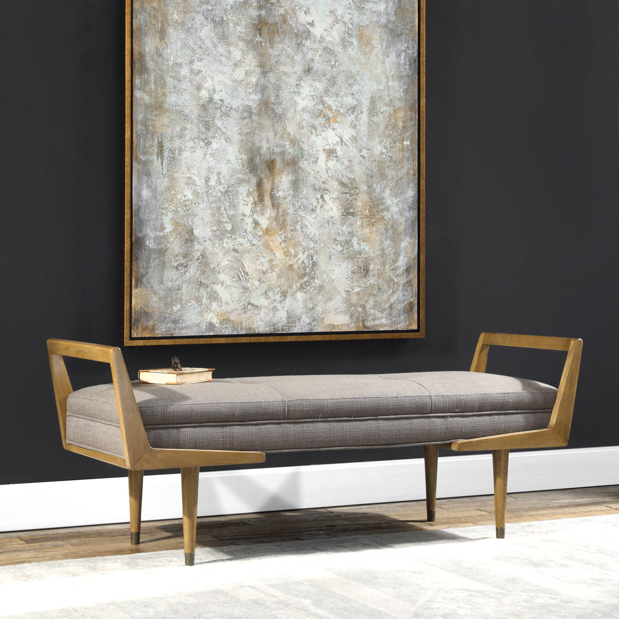 Waylon - Mid-century Modern Bench - Gray, Dark
